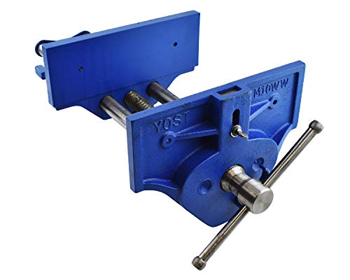 Yost Vises M10WW Rapid Action Woodworking Vise | Quick Release Lever for Quick Adjustments | 10 Inch Jaw Width | Made with Heavy-Duty Cast Iron | Blue