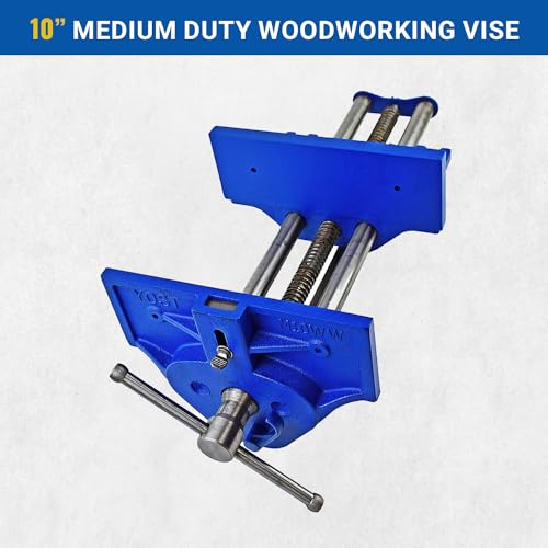 Yost Vises M10WW Rapid Action Woodworking Vise | Quick Release Lever for Quick Adjustments | 10 Inch Jaw Width | Made with Heavy-Duty Cast Iron | Blue