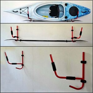 xmt-moto kayak steel ladder wall mount storage rack surfboard canoe folding hanger, pack of 2
