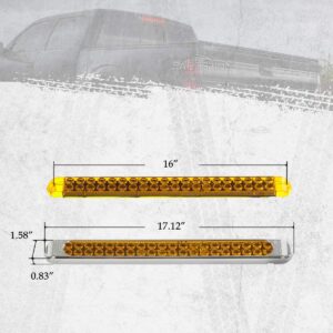 Partsam Submersible 17" Inch Thin Amber Led Turn Signal Light Bar 40 LED Sealed Utility Trailer Truck RV Led Marker Clearance Identification Light Bar w/Chrome Bezel DOT Compliant (Pack of 2)