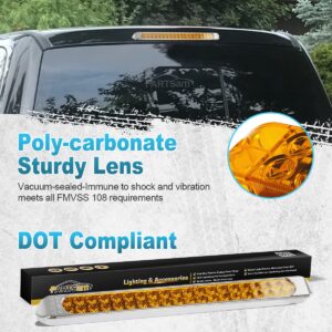 Partsam Submersible 17" Inch Thin Amber Led Turn Signal Light Bar 40 LED Sealed Utility Trailer Truck RV Led Marker Clearance Identification Light Bar w/Chrome Bezel DOT Compliant (Pack of 2)