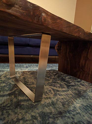 Brushed Stainless Table Legs, Bent Trapezoid Style - Any Size