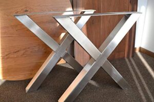 brushed stainless table legs, x-frame style - any size
