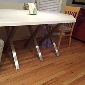 Brushed Stainless Table Legs, X-Frame Style - Any Size