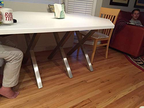 Brushed Stainless Table Legs, X-Frame Style - Any Size