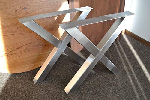 Brushed Stainless Table Legs, X-Frame Style - Any Size