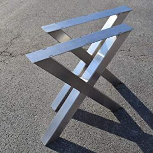 Brushed Stainless Table Legs, X-Frame Style - Any Size