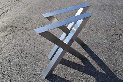 Brushed Stainless Table Legs, X-Frame Style - Any Size