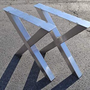 Brushed Stainless Table Legs, X-Frame Style - Any Size