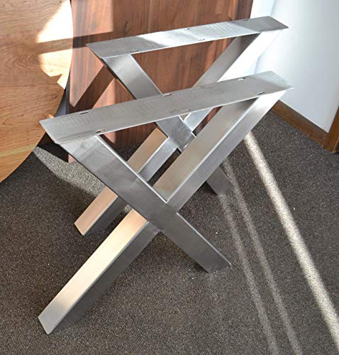 Brushed Stainless Table Legs, X-Frame Style - Any Size