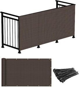 windscreen4less 3'x10' deck balcony privacy screen for deck pool fence railings apartment balcony privacy screen for patio yard porch chain link fence condo with zip ties brown