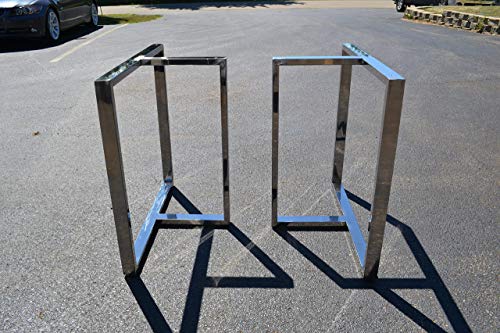 Polished Stainless Chrome Table Legs, T-Shaped Style - Any Size