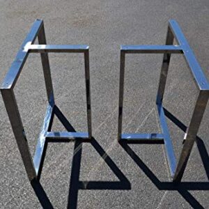 Polished Stainless Chrome Table Legs, T-Shaped Style - Any Size