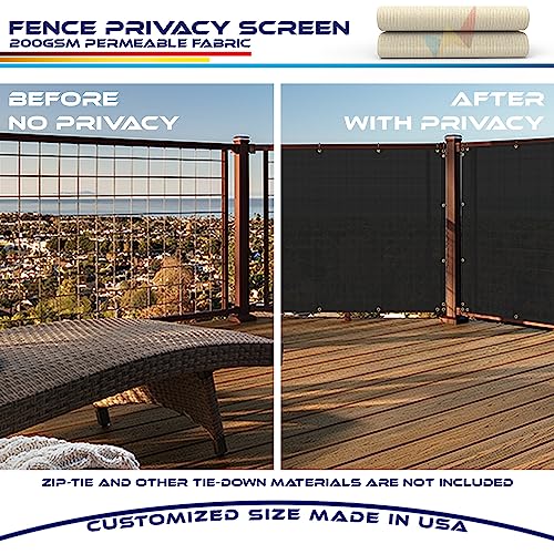 Windscreen4less 3'x10' Deck Balcony Privacy Screen for Deck Pool Fence Railings Apartment Balcony Privacy Screen for Patio Yard Porch Chain Link Fence Condo with Zip Ties Beige