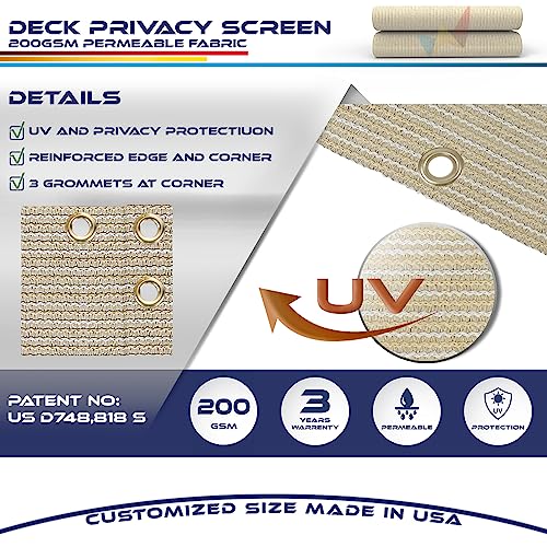 Windscreen4less 3'x10' Deck Balcony Privacy Screen for Deck Pool Fence Railings Apartment Balcony Privacy Screen for Patio Yard Porch Chain Link Fence Condo with Zip Ties Beige