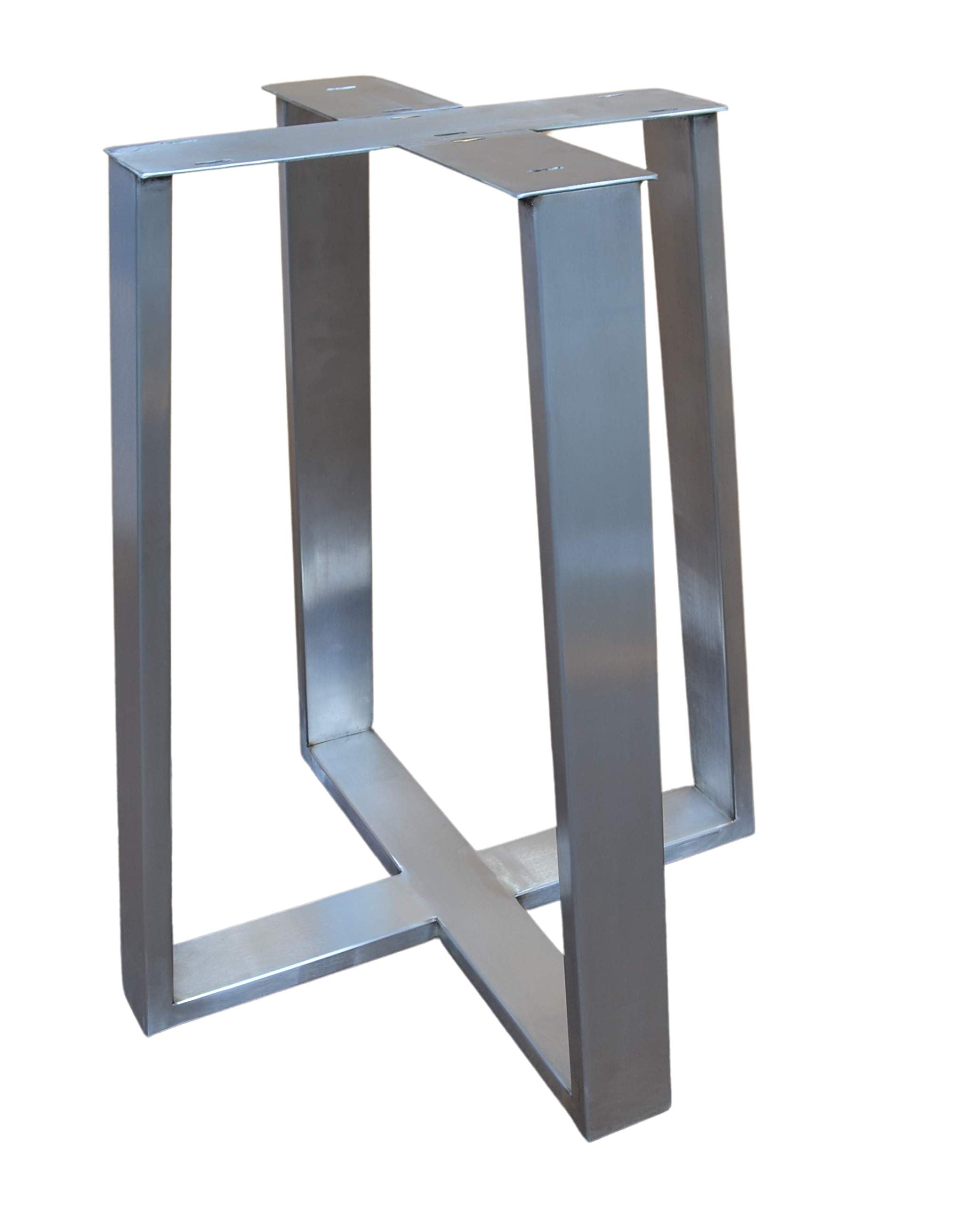 Brushed Stainless Metal Table base, Tapered Pedestal Style - Any Size and Color