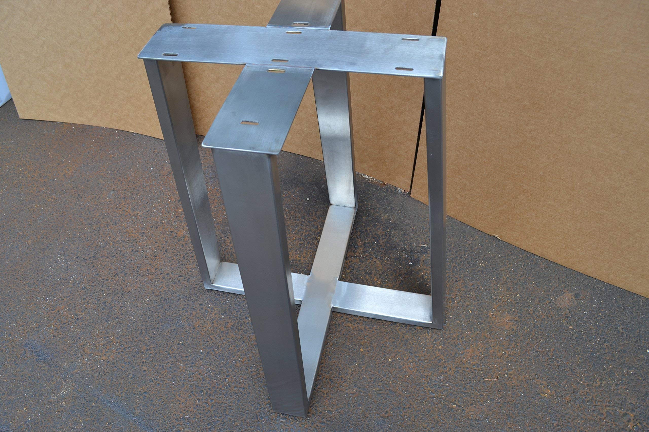 Brushed Stainless Metal Table base, Tapered Pedestal Style - Any Size and Color