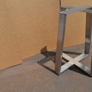 Brushed Stainless Metal Table base, Tapered Pedestal Style - Any Size and Color