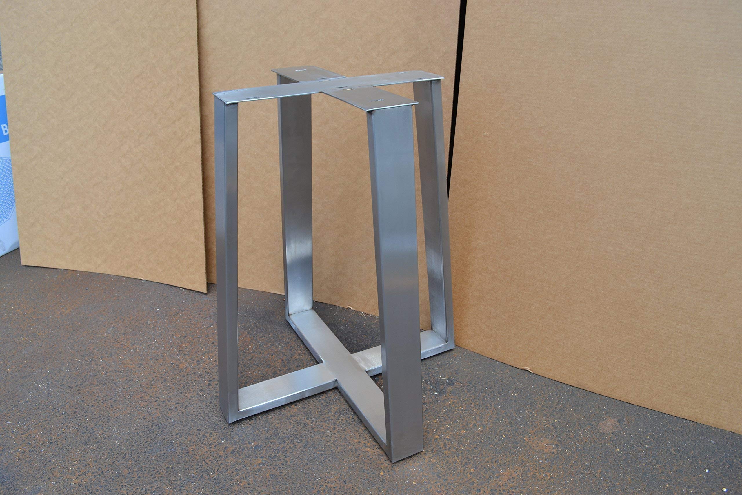 Brushed Stainless Metal Table base, Tapered Pedestal Style - Any Size and Color