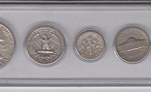 1959 Birth Year Coin Set (5) Coins - Silver Half, Silver Quarter, Silver Dime, Nickel, and Cent all Dated 1959 and Encased in a Plastic Display Case Fine