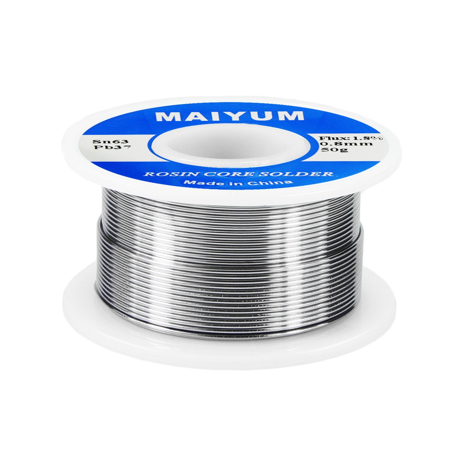 MAIYUM 63-37 Tin Lead Rosin Core Solder Wire for Electrical Soldering (0.8mm 50g)