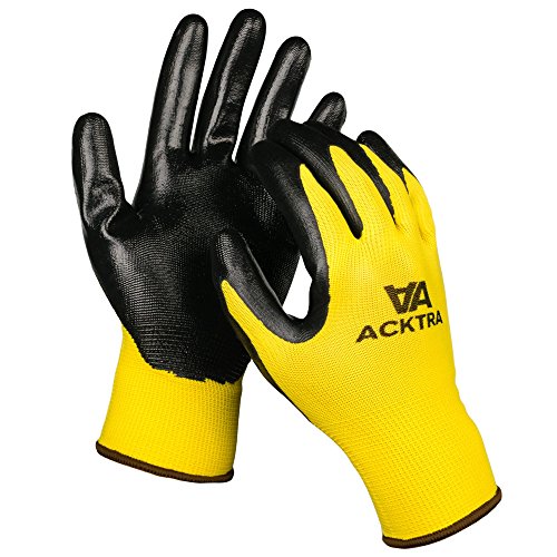 ACKTRA Nitrile Coated Safety WORK GLOVES 12 Pairs, WG003 Red/Black, Large