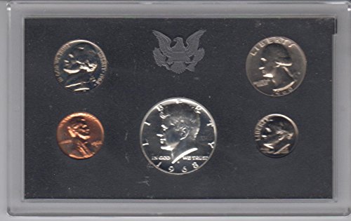 1968 S Birth Year coin Set (5) PROOF Coins Silver Half Dollar, Quarter, Dime, Nickel, and Cent all Dated 1968 and Encased in Plastic Display Case Choice Uncirculated