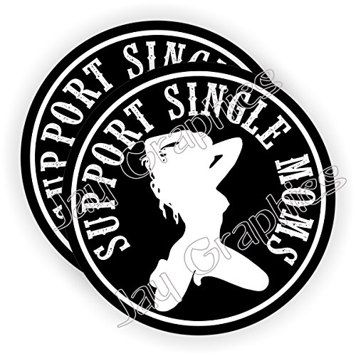 Pair - SUPPORT SINGLE MOMS Hard Hat Stickers Motorcycle Welding Helmet Decals Funny Labels Badges Mechanic Toolbox Laborer Construction Trucker Foreman Scaffold Stripper Dancer Sexy Babe Girl