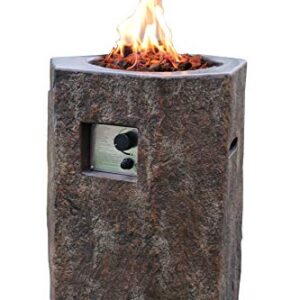 MODENO Fire Pit Outdoor Furniture Decoration Basalt Fire Column Brand, Backyard Furniture, 40,000 BTU Auto-Ignition, Stainless Steel Burner, Lava Rock Included