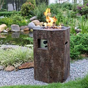 MODENO Fire Pit Outdoor Furniture Decoration Basalt Fire Column Brand, Backyard Furniture, 40,000 BTU Auto-Ignition, Stainless Steel Burner, Lava Rock Included