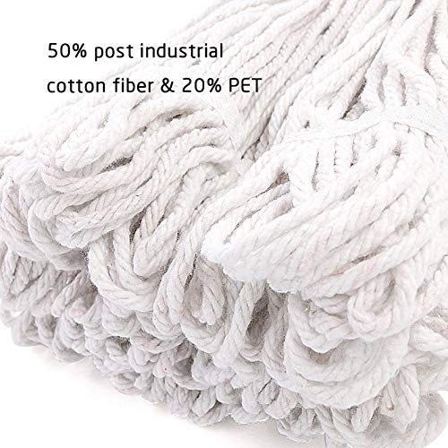 Loop End Commercial String Mop Head, String Cotton mop Heads, 6 Inch Headband, Mop Head Replacement for Home, Highly Absorbent,Industrial and Commercial Use