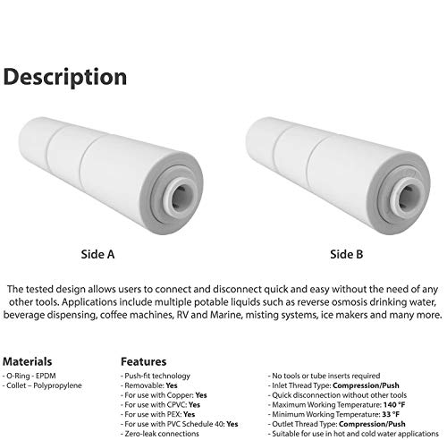 Lemoy Reverse Osmosis Flow Restrictor with Quick Connect Fitting, 50 GPD Flow Restrictor 1/4 inch Quick Connect(1 ball valve+2 Tee union+2 L connect+tube)