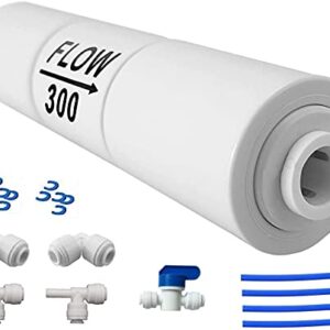 Lemoy Reverse Osmosis Flow Restrictor with Quick Connect Fitting, 50 GPD Flow Restrictor 1/4 inch Quick Connect(1 ball valve+2 Tee union+2 L connect+tube)