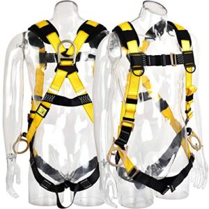 WELKFORDER 3D-Ring Industrial Fall Protection Safety Harness ANSI/ASSE Z359.11-2014 Compliant Full Body Personal Protection Equipment 5-Point Adjustment Universal 310 lbs