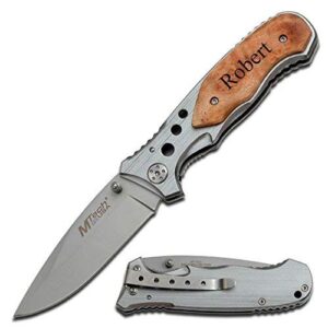 Forever Gifts USA Free Engraving - Quality Tactical Folding Knife, Stainless Steel / Wood