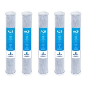 express water – 5 pack water filter activated carbon block replacement filter – acb large capacity water filter – whole house filtration – 5 micron water filter – 2.5” x 20” inch