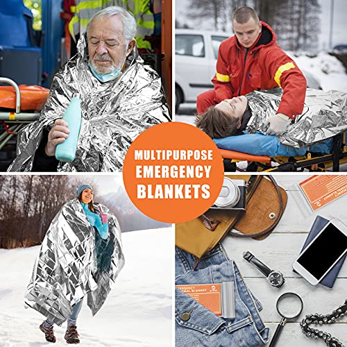 QIO CHUANG Emergency Mylar Thermal Blankets -Space Blanket Survival kit Camping Blanket (Pack of 6). Perfect for Outdoors, Hiking, Survival, Bug Out Bag ，Marathons or First Aid