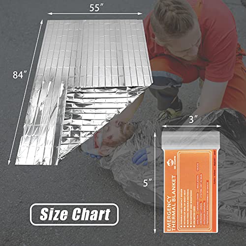 QIO CHUANG Emergency Mylar Thermal Blankets -Space Blanket Survival kit Camping Blanket (Pack of 6). Perfect for Outdoors, Hiking, Survival, Bug Out Bag ，Marathons or First Aid