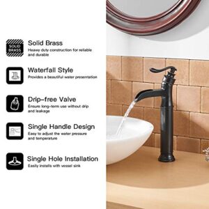 Vessel Sink Faucet Oil Rubbed Bronze Waterfall Single Handle Lever One Hole Bathroom Mixer Tap Deck Mount