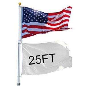 25Ft / 20Ft Telescopic 16 Gauge Aluminum Flag Pole with Solar Lights (25 Ft)