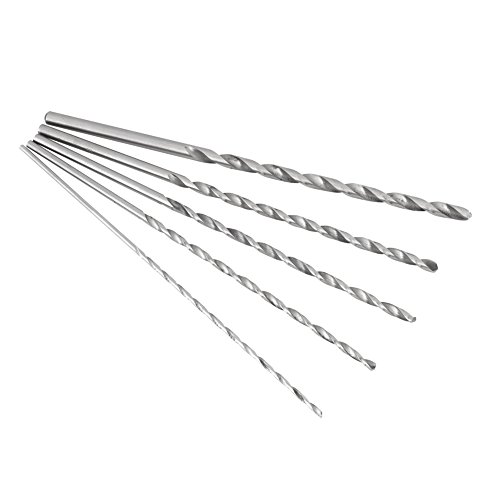 5PCS Extra Long High Speed Steel Drill Bit Sets Straight Shank Twist Drill Bit Tool Wood Drill Bit Set Diameter 2-5mm Length 150mm~160mm/5.91~6.3in