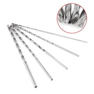 5PCS Extra Long High Speed Steel Drill Bit Sets Straight Shank Twist Drill Bit Tool Wood Drill Bit Set Diameter 2-5mm Length 150mm~160mm/5.91~6.3in