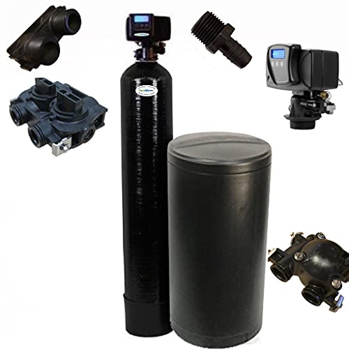 DURAWATER Iron Blaster Combination Water Softener Iron Filter Fleck 5600SXT Digital metered Valve for Whole House (80,000 Grains, Black)