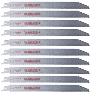 9-inch thick metal cutting reciprocating saw blades (18 tpi) made of long lasting bi-metal (hss teeth bonded to hcs body) - 10 pack - caliastro