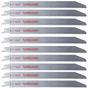 9-Inch Thick Metal Cutting Reciprocating Saw Blades (18 TPI) Made of Long Lasting Bi-Metal (HSS Teeth Bonded to HCS Body) - 10 Pack - Caliastro