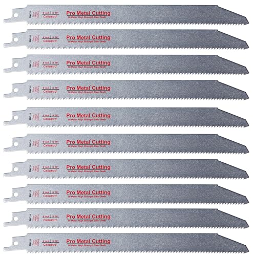 9-Inch Thick Metal Cutting Reciprocating Saw Blades (18 TPI) Made of Long Lasting Bi-Metal (HSS Teeth Bonded to HCS Body) - 10 Pack - Caliastro