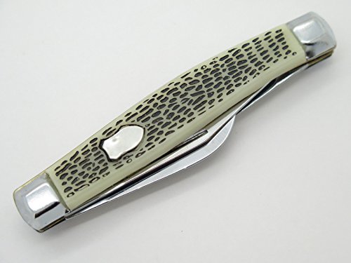 Artist Unknown Vintage Old Stock 1980s Made In China Snake Skin Stockman Folding Pocket Whittler Knife