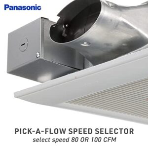 Panasonic FV-0810VSS1 WhisperValue DC Ventilation Fan with SmartFlow and Pick-A-Flow Airflow Technology - 80 or 100 CFM - Quiet Ventilation Bathroom Fan