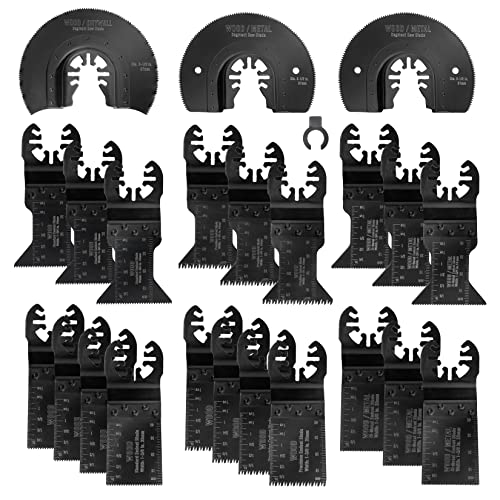 WORKPRO 23-Piece Metal/Wood Oscillating Saw Blades Set for Quick Release Multitool, Blades for Dewalt, Craftsman, Ridgid, Milwaukee, Rockwell, Ryobi and More