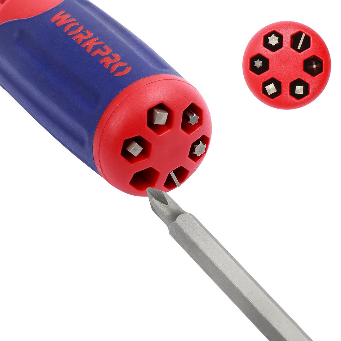 WORKPRO 12-in-1 Ratcheting Multi-Bit Screwdriver Set, Quick-load Mechanism Screwdriver with Double End Bits in Handle